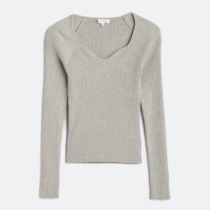 WYNTER Huntley Fitted Long Sleeve Sweater Top - Grey - Medium